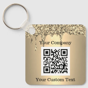 Anpassningsbar Logotyp QR Code Text Guld Company Nyckelring