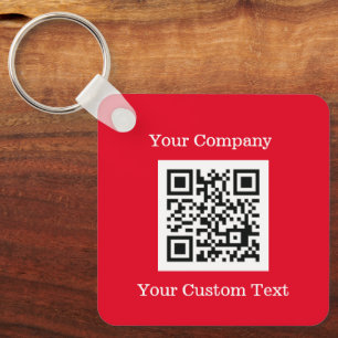 Anpassningsbar Logotyp QR Code Text Red Company Nyckelring