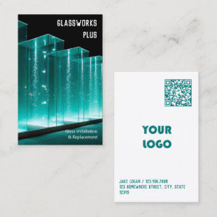 Anpassningsbar Logotyp & QR Glass Company Visitkort