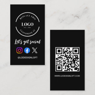 Anpassningsbar logotyp QR-kod Låt oss Social Media Visitkort