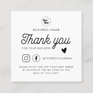 Anpassningsbar Logotyp QR-kod Social Media Tack Wh Rabattkort