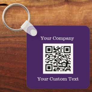 Anpassningsbar Logotyp QR-kodtext Lila företag Nyckelring