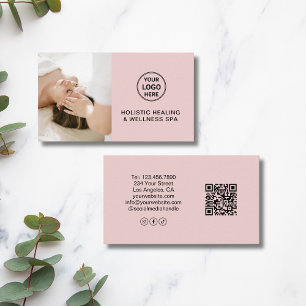 Anpassningsbar Logotyp QR Rosa Holistic Health The Visitkort