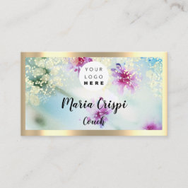 Anpassningsbar Logotyp QRCode Social Guld Mint Mea Visitkort