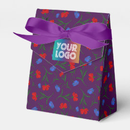 Anpassningsbar Logotyp Red Blue Eggplant Blommigt Presentaskar