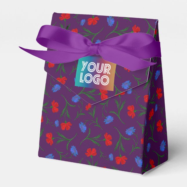 Anpassningsbar Logotyp Red Blue Eggplant Blommigt  Presentaskar (Framsidan Sidan)