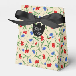 Anpassningsbar Logotyp Red Blue Taupe Blommönster Presentaskar