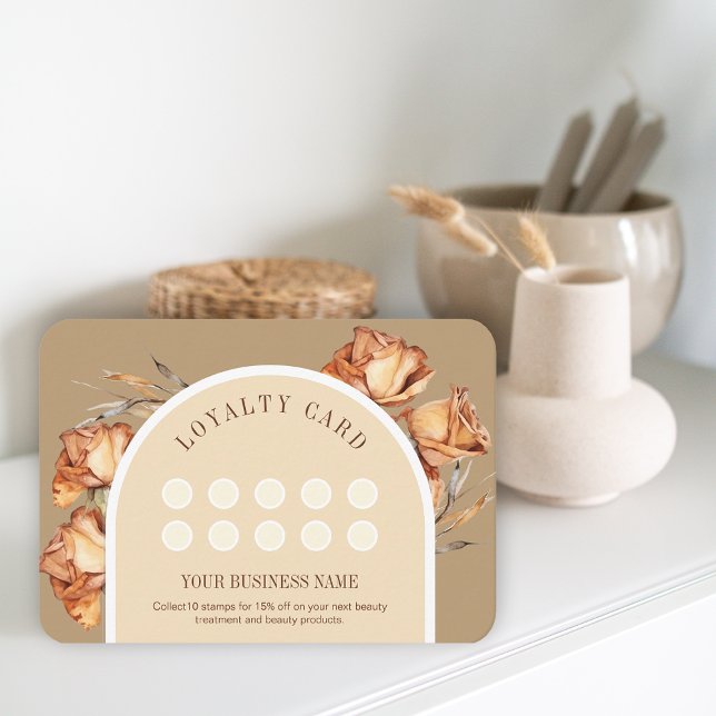 Anpassningsbar Logotyp Retro Arch Ro Rabattförmåns Visitkort (Custom Logo Retro Arch Rose Discount Loyalty Card)