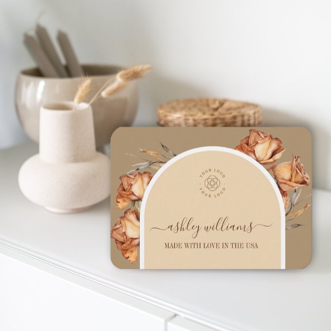 Anpassningsbar Logotyp Retro Arch-skript Ro Femini Visitkort (Retro Arch Script Rose Feminine Business Business Card)