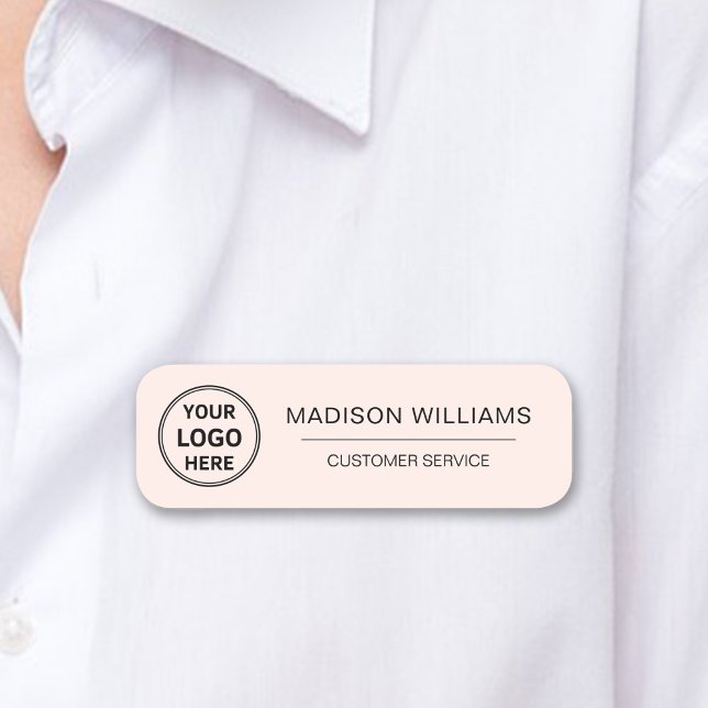 Anpassningsbar Logotyp Rosa för anställda med magn Namnbricka (Custom Logo Employee Magnetic Pale Pink Name Tag)
