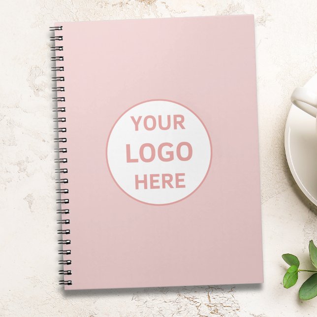 Anpassningsbar Logotyp  Rosa Professionell Busines Anteckningsbok (Custom Logo Blush Pink Professional Business Notebook)