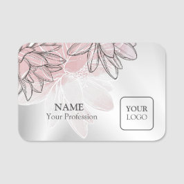 Anpassningsbar Logotyp Rosa White Flowers Watercol Namnbricka