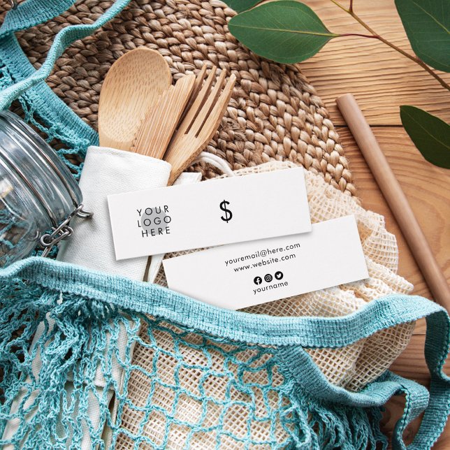 Anpassningsbar Logotyp Social Media Enkel vit Pris Litet Visitkort (Skapare uppladdad)