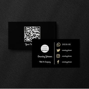 Anpassningsbar Logotyp Social Media Guld QR-kod Sv Visitkort