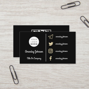 Anpassningsbar Logotyp Social Media Guld QR-kod Sv Visitkort