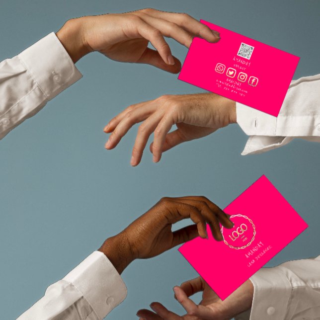 Anpassningsbar Logotyp Social Media QR Code Guld C Visitkort (Custom Logo Social Media QR Code Gold Candy Business Card)