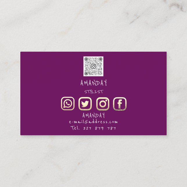 Anpassningsbar Logotyp Social Media QR-kod Guld Li Visitkort (Baksida)