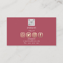 Anpassningsbar Logotyp Social Media QR-kod Guld Ro Visitkort