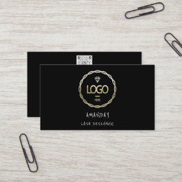Anpassningsbar Logotyp Social Media QR-kod, svart  Visitkort