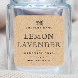 Anpassningsbar logotyp square Kraft papper look pr Fyrkantigt Klistermärke