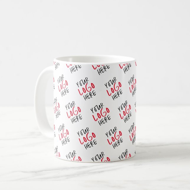 Anpassningsbar Logotyp Stickers | Affärsgren Kaffemugg (Framsida vänster)