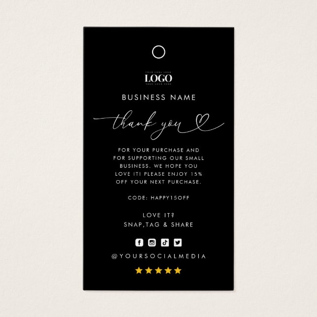 Anpassningsbar Logotyp Tack Business Clothing Märk Visitkort (Framsidan)