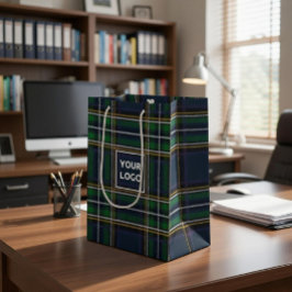 Anpassningsbar Logotyp Tartan Papper Gift Bag