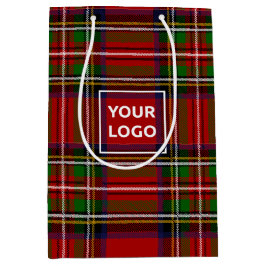 Anpassningsbar Logotyp Tartan Papper Gift Bag