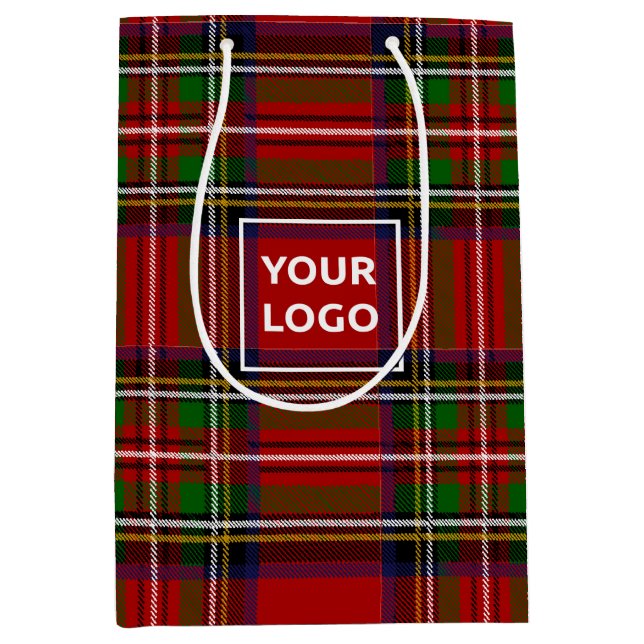 Anpassningsbar Logotyp Tartan Papper Gift Bag (Framsidan)