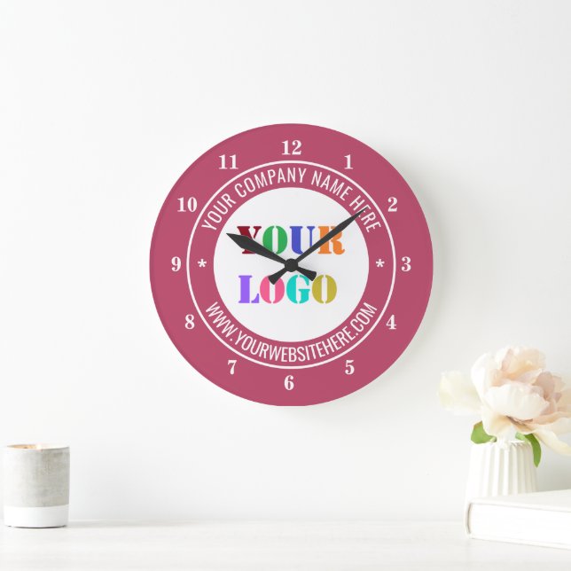 Anpassningsbar Logotyp text Business Gift Clock Vä Stor Klocka (Hem)