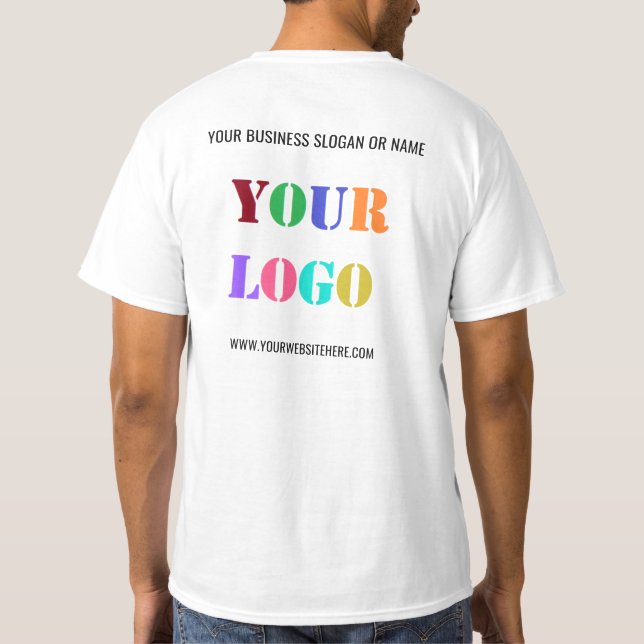 Anpassningsbar Logotyp text Business T-Shirt (Baksida)