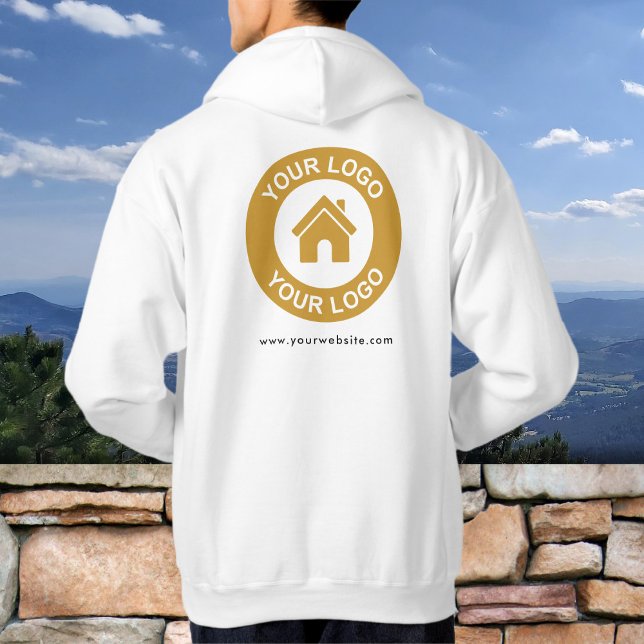 Anpassningsbar Logotyp Text framsida och baksida Hoodie (Skapare uppladdad)