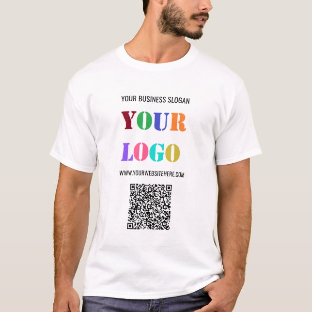 Anpassningsbar Logotyp Text och QR-kod Business T- T Shirt (Framsida)