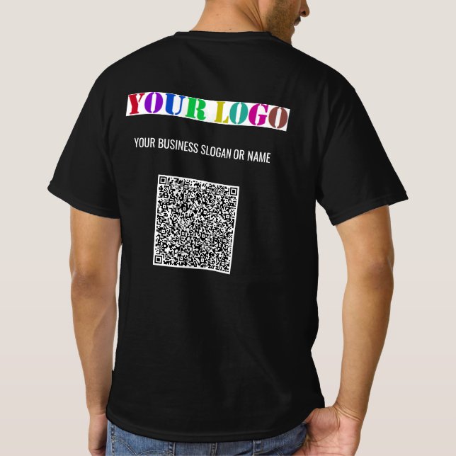 Anpassningsbar Logotyp Text QR-kod Business T-Shir T Shirt (Baksida)