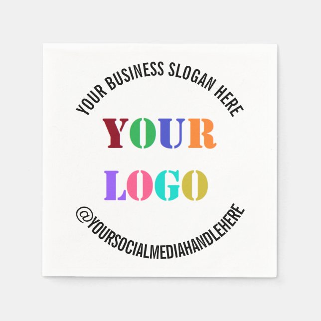 Anpassningsbar Logotyp Text Social Media Promotion Pappersservett (Framsidan)