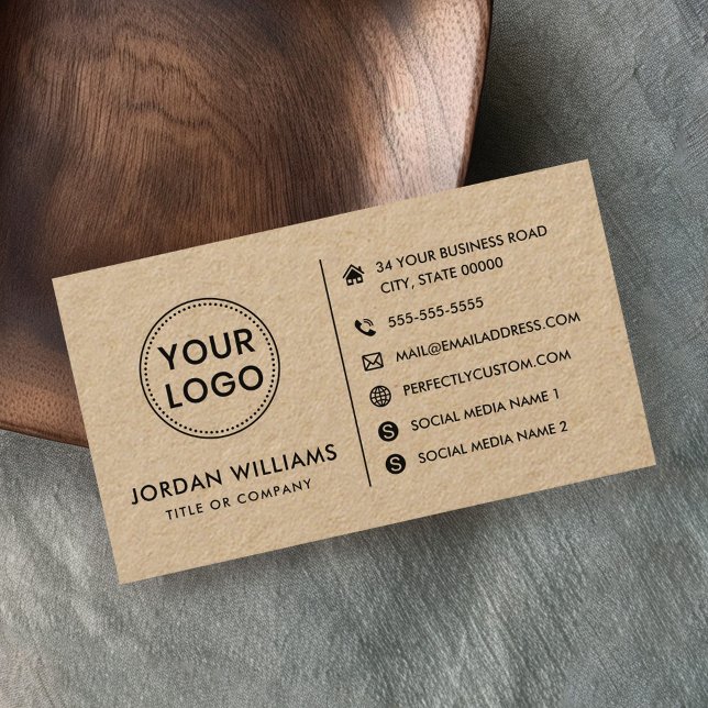 Anpassningsbar logotyp webbplats social media Kraf Visitkort (Custom logo website social media Kraft paper Business Card)