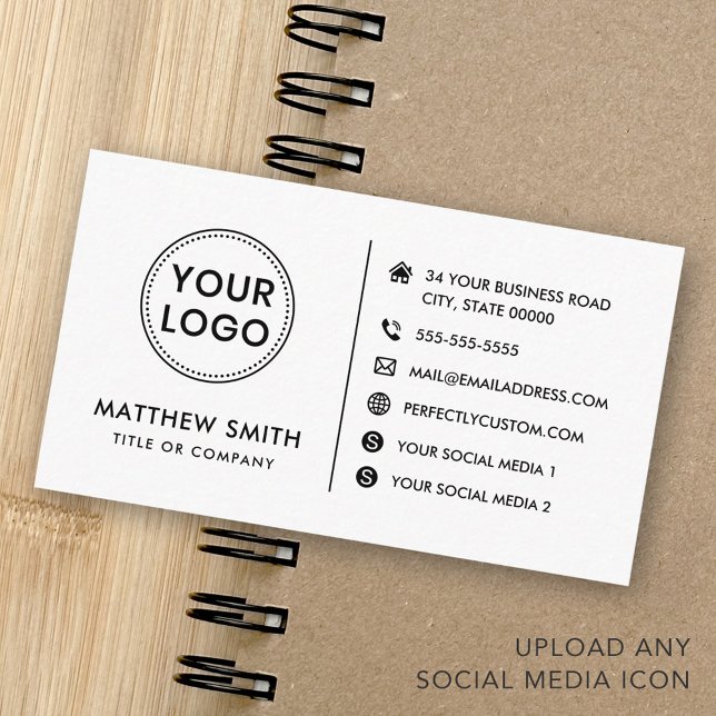 Anpassningsbar logotyp webbplats social mediemodel visitkort (Custom logo website social media modern minimal business card)