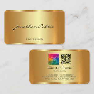Anpassningsbar Logotypens textmall QR-kod Guld Visitkort