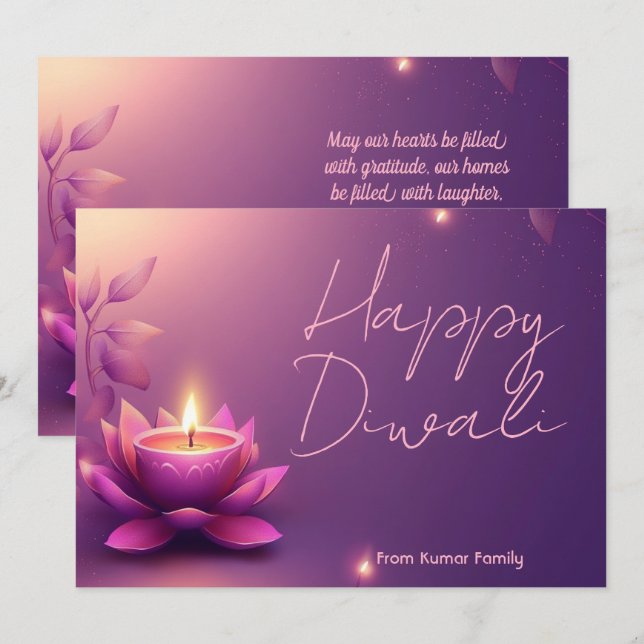 Anpassningsbar Lotus Ember Card Inbjudningar (Fram/baksida)