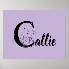 Anpassningsbar Lotus Flower Monogram Brev C Nurser Poster