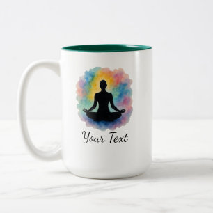 Anpassningsbar Lotus Pose Watercolor Aura Yoga Två-Tonad Mugg