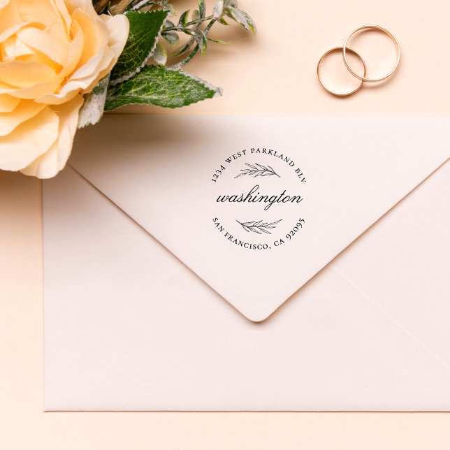 Anpassningsbar Löv Round Family Namn Returadress Självfärgande Stämpel (Skapare uppladdad)