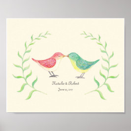 Anpassningsbar Love Bird Art Poster Print Bröllop 