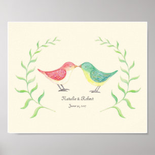 Anpassningsbar Love Bird Art Poster Print Bröllop 