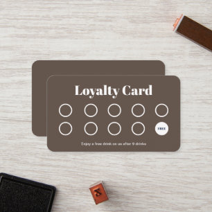 Anpassningsbar Loyalty Card - enkelt brunt och vit Lojalitetskort