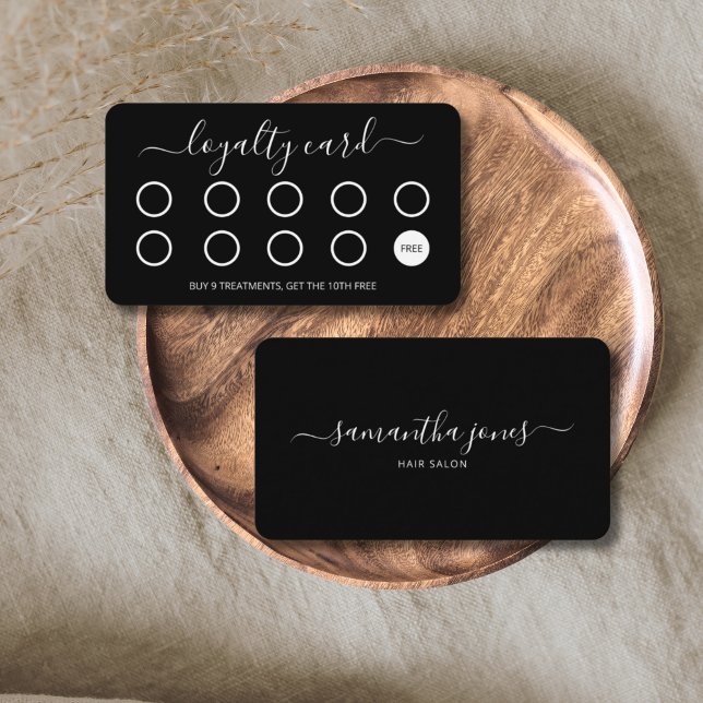 Anpassningsbar Loyalty Card Simple Script Black an Lojalitetskort (Skapare uppladdad)