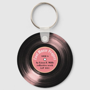 Anpassningsbar LP Vinyl Record med hennes namn ros Nyckelring