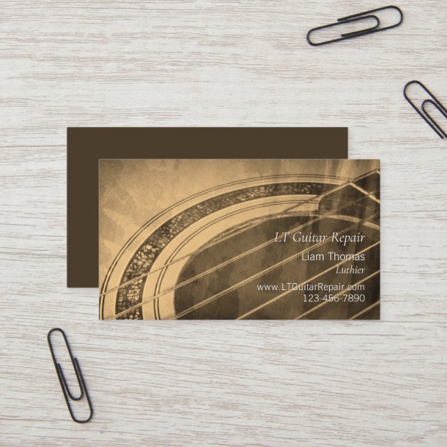 Anpassningsbar Luthier-hantverkare akustisk gitarr Visitkort (Fram/Back In Situ)