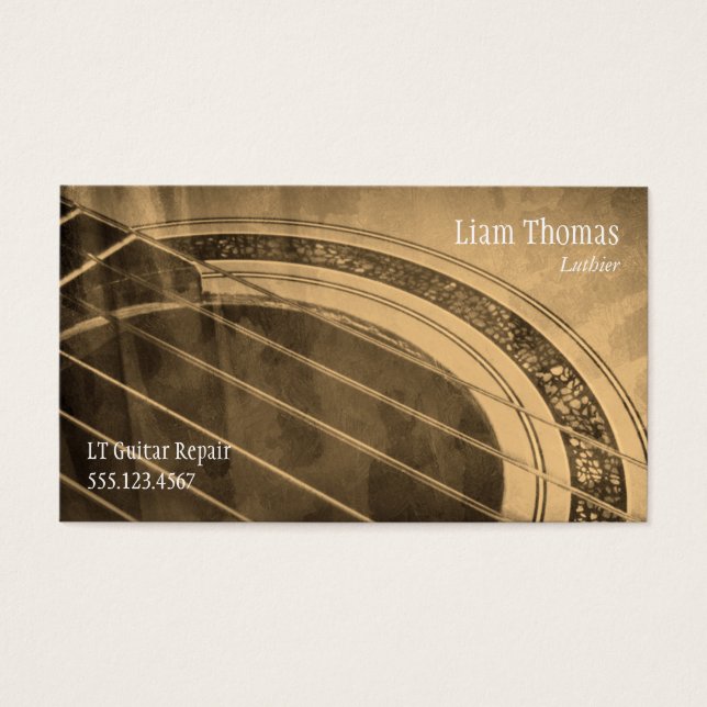 Anpassningsbar Luthier-hantverkare akustisk gitarr Visitkort (Framsidan)