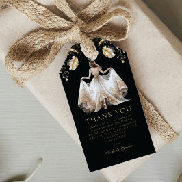 Anpassningsbar Luxury Black Ivory & Guld Quinceañe Presentetikett